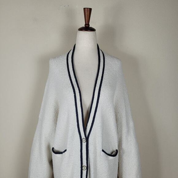 J Crew Sweater Womens Large XL Cream Long Front Pocket Cardigan BA055 - Picture 3 of 11